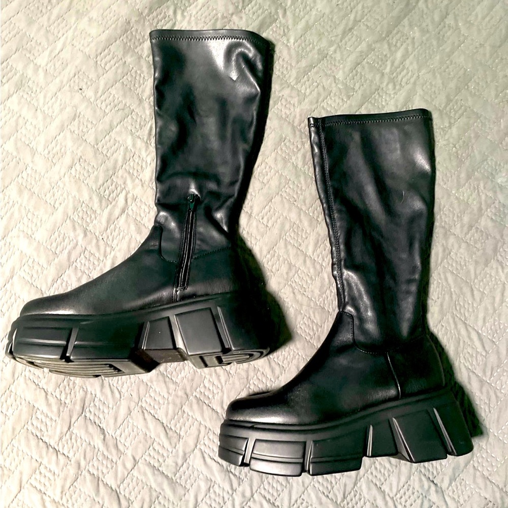 Steven Madden Tero Black Platform Tall Boots